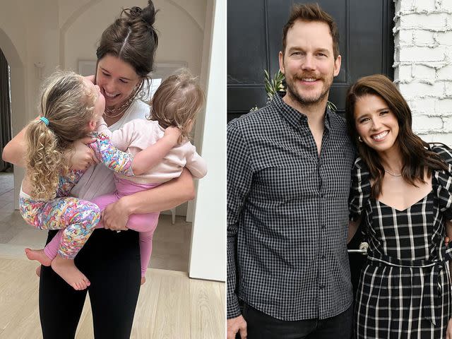 <p>Chris Pratt Instagram ; Michael Kovac/Getty </p> Katherine Schwarzenegger and her daughters, Lyla and Eloise (left); Chris Pratt and Katherine Schwarzenegger on Nov. 4, 2023