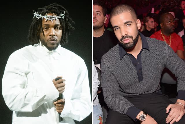 <p>Getty(2)</p> Kendrick and Drake