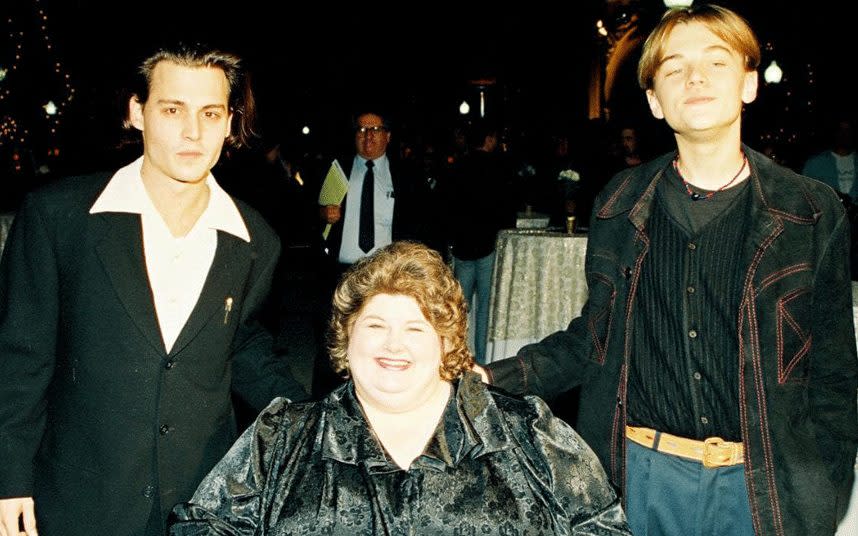 Johnny Depp, Darlene Cates and Leonardo DiCaprio at the What's Eating Gilbert Grape Premiere - Credit: Rex