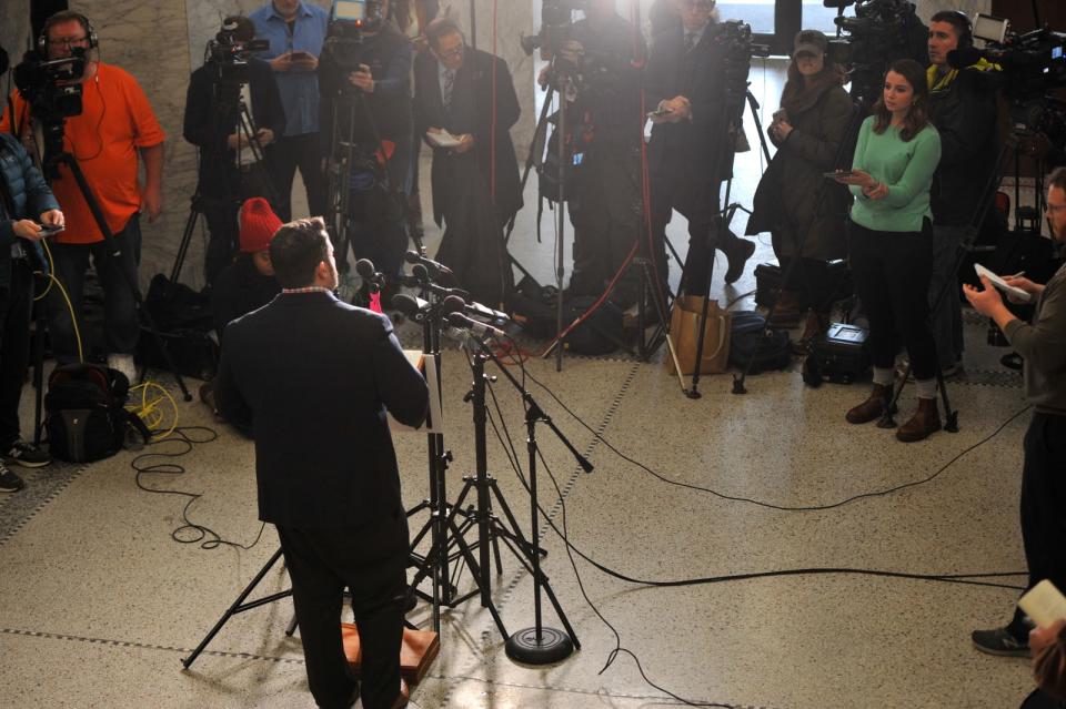 Iowa Democratic Party Chair Troy Price Holds News Conference Updating On Iowa Caucus Results