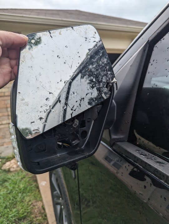 Damage to a pickup truck in Hutto, Texas, after a lightning strike on April 28, 2024. (Courtesy Jeremy Jameson)