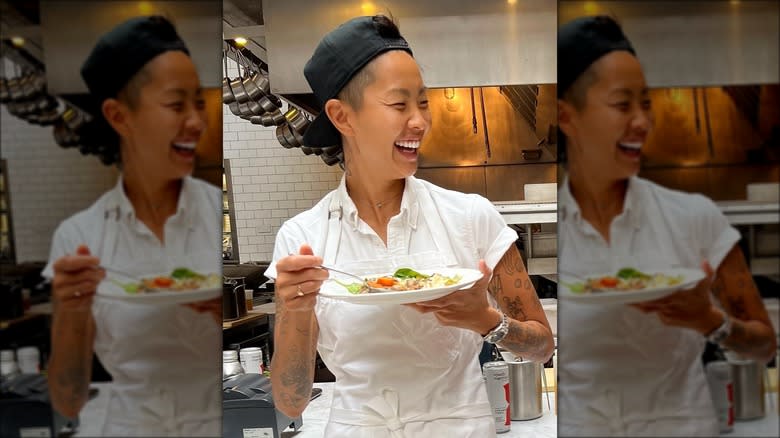 Kristen Kish trying food 