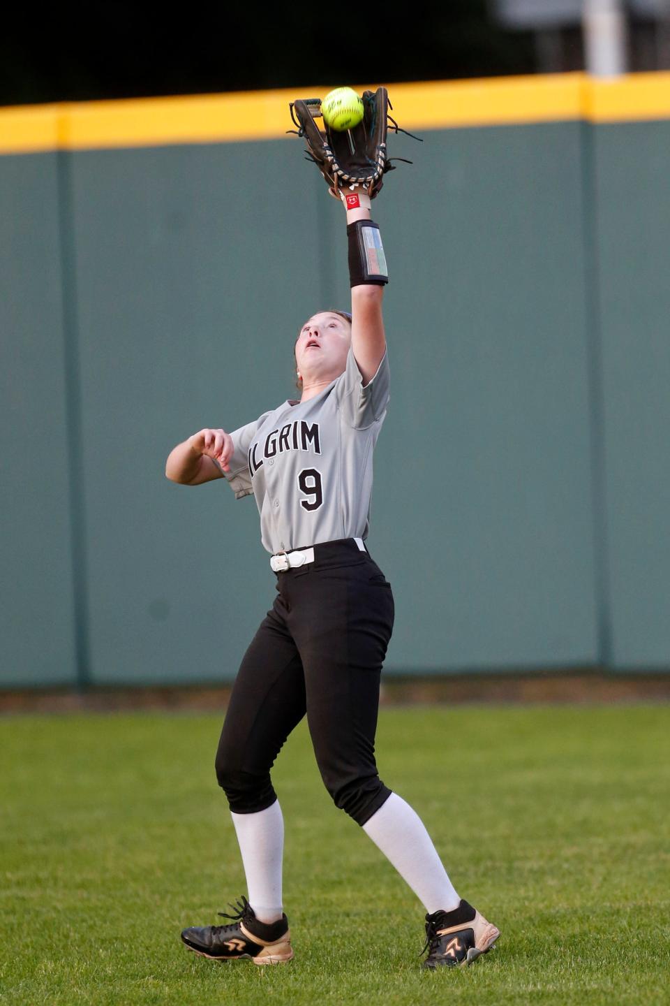 Pilgrim's Marin Prest, seen here making a play in a game last season, doubled in the winning run the Patriots' 5-4 victory over Chariho on Monday.
