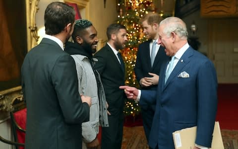 The Prince meets celebrity ambassadors Gareth Southgate, Tinie Tempah and actor Tom Hardy - Credit: PA