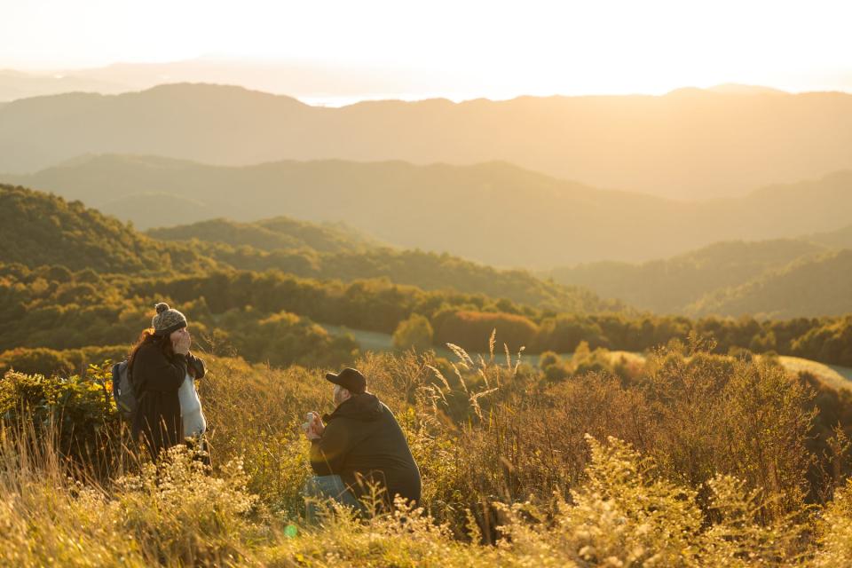 A couple got engaged with the beautiful backdrop of the Pisgah National Forest in North Carolina.