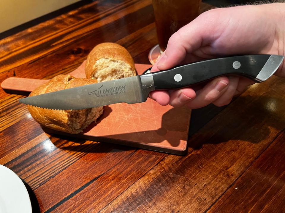 A Longhorn Steakhouse steak knife