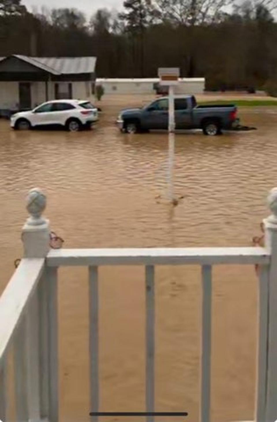 Flooding in Woodville, Mississippi pictured on Wednesday morning (National Weather Service)