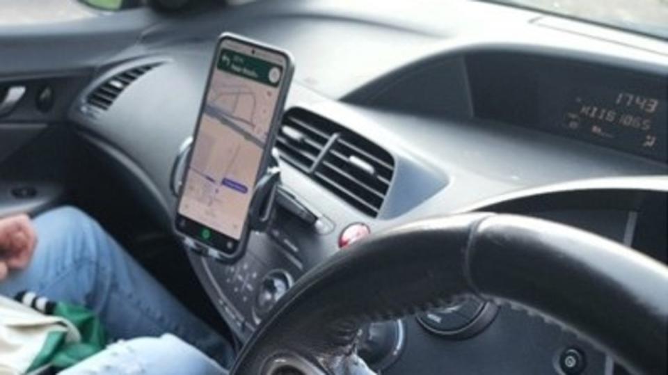 The driver was nabbed for using a phone cradle while driving. Picture: NSW Police