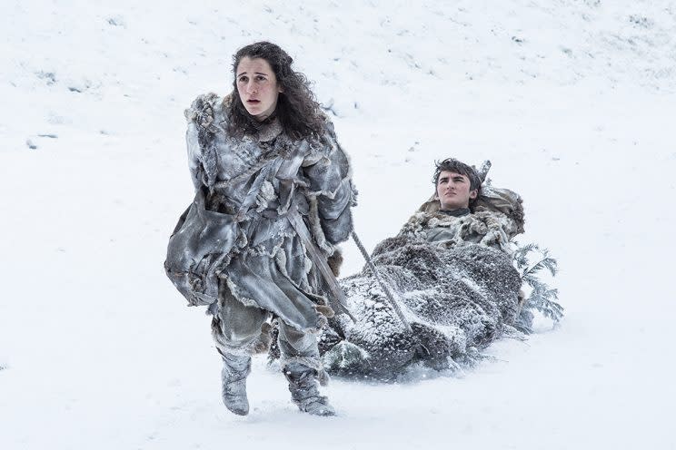 Ellie Kendrick as Meera Reed and Isaac Hempstead Wright as Bran Stark in HBO's Game of Thrones. (Photo: HBO)