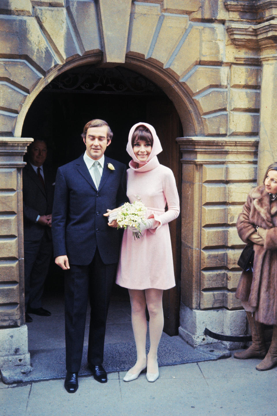 Audrey Hepburn and Dr. Andrea Dotti after their wedding in 1969. [Photo: Getty]