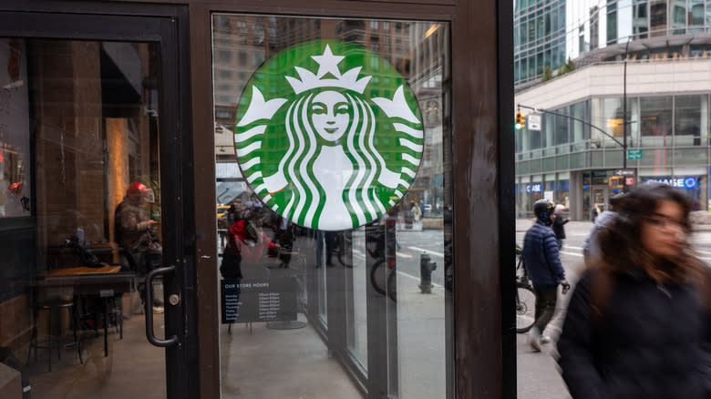 Starbucks logo on storefront