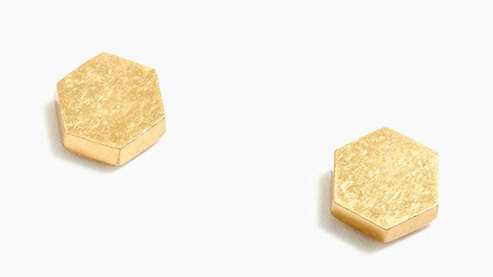 These dainty gold studs have an eclectic geometric twist.