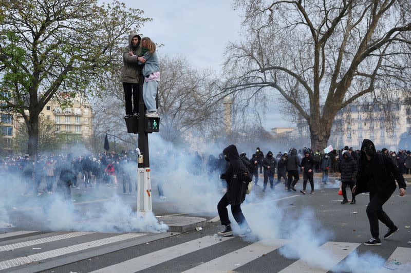 Tenth day of national strike and protest in France against the pension reform