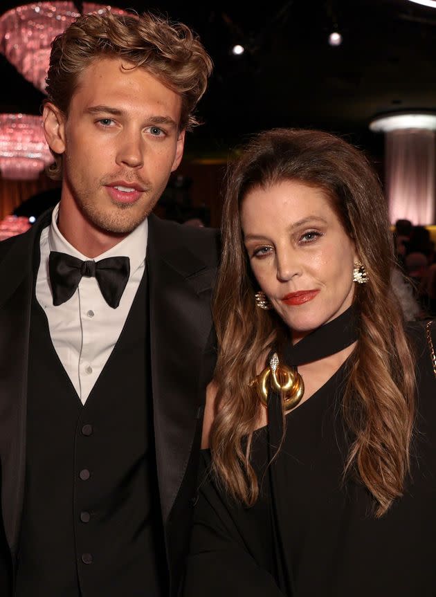 Austin Butler and Lisa Marie Presley pictured at the Golden Globes on Tuesday evening