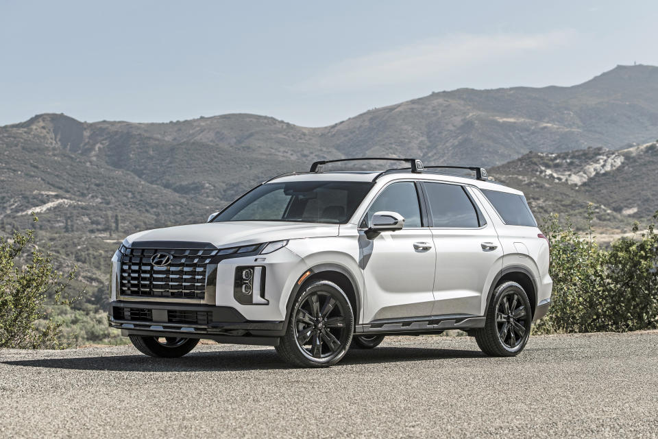 This photo provided by Hyundai shows the 2023 Hyundai Palisade, a midsize three-row SUV that received a cosmetic and feature refresh for the 2023 model year. (Courtesy of Hyundai Motor America via AP)