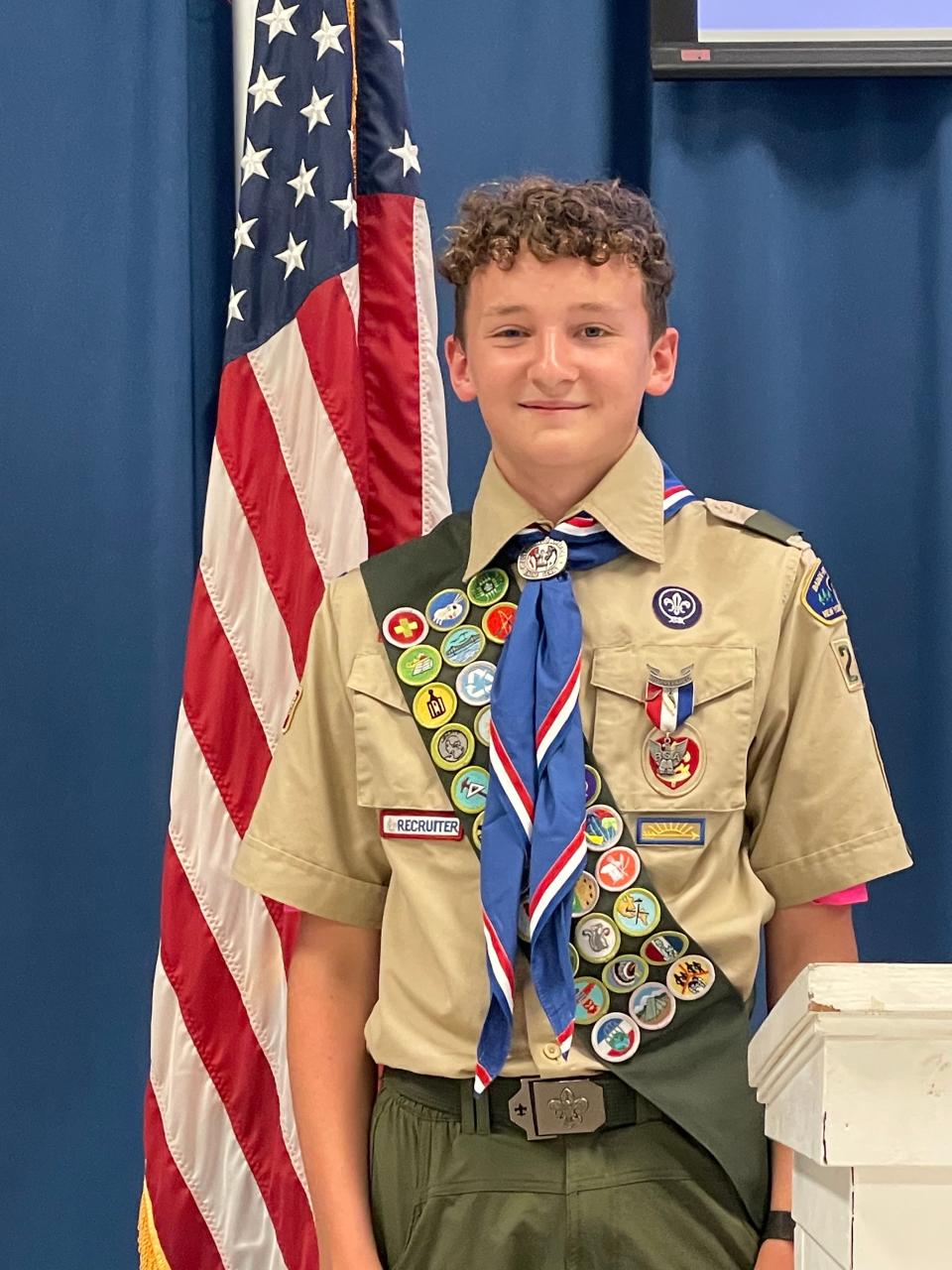 Tristan Huff was one of four local scouts named Eagle Scouts recently. He helped build dugouts at an Endicott softball field as part of his community service project.
