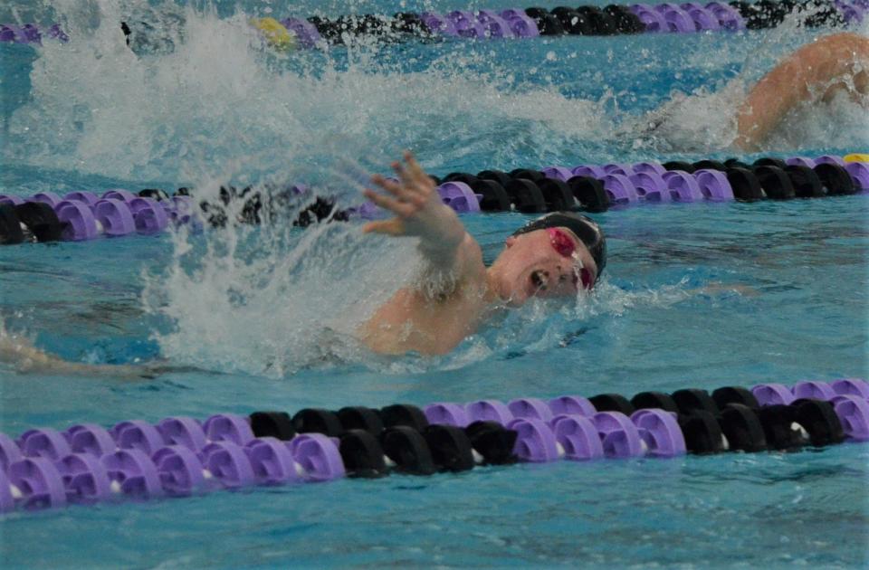 Lakeview junior Daniel Borozan competes in the 200 freestyle during the Southwestern Michigan Athletic Conference Swimming and Diving Championships on Saturday at Lakeview High School.