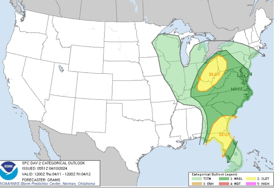 Northern Ohio is at a "slight" risk on Thursday for severe storms and even tornadoes.