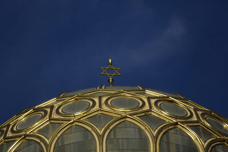 This Jan. 7, 2014 photo shows the dome of the Neue Synagoge (New Synagogue) in Berlin. The 10,000-member Jewish Community of Berlin, which experienced a stirring post-Holocaust rebirth, is in danger of falling apart - riven by cultural rivalries, its finances under official scrutiny. At the center of the storm is Gideon Joffe, who was elected nearly two years ago as community president. (AP Photo/Markus Schreiber)