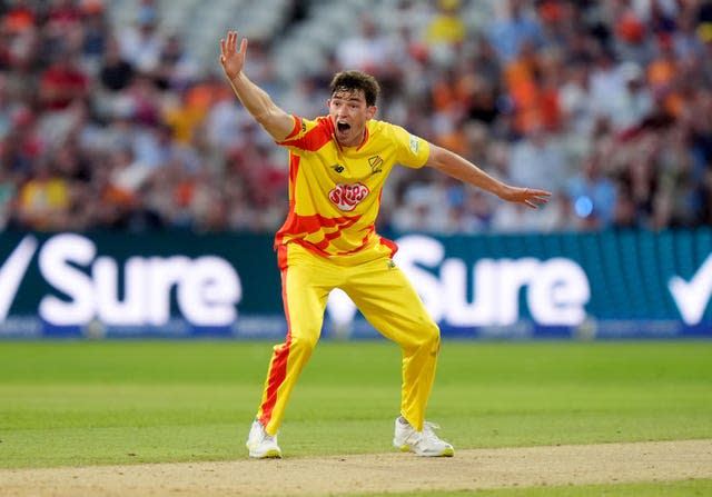 John Turner appeals to the umpire during a match in The Hundred