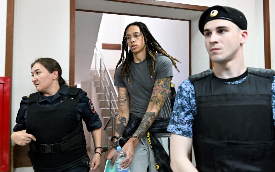 US WNBA basketball superstar Brittney Griner arrives at a hearing at the Khimki Court, outside Moscow this week - KIRILL KUDRYAVTSEV/AFP