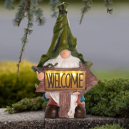 Welcome Figurine with Solar LED Lights