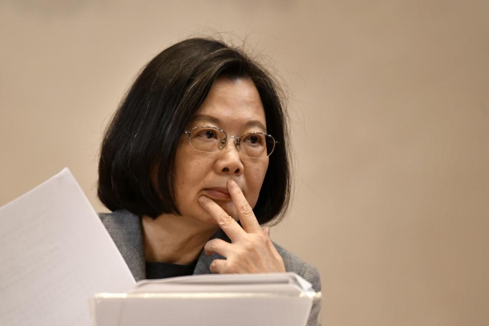 Taiwan's President Tsai Ing-wen listens during a press conference at the Presidential Palace in Taipei on January 5, 2019. (Photo by Sam YEH / AFP)        (Photo credit should read SAM YEH/AFP/Getty Images)