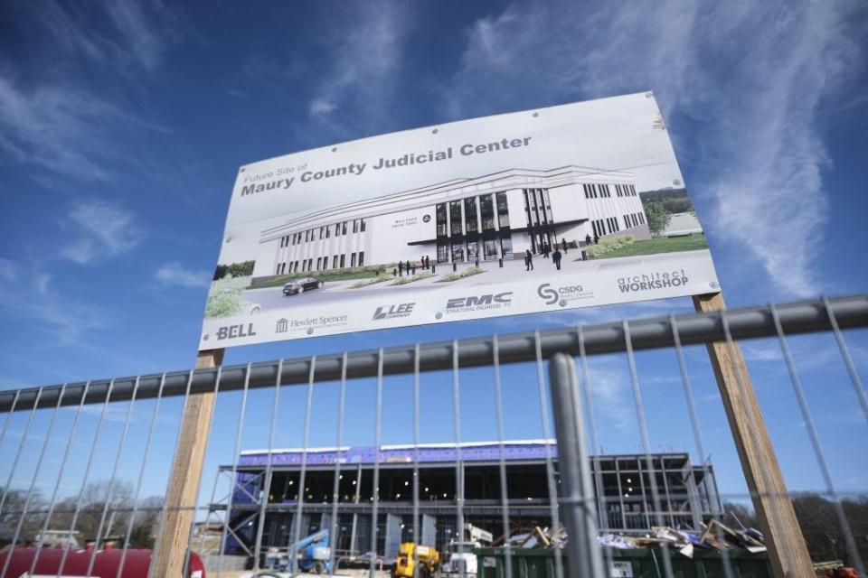 A rendering shows the final product of the Maury County Judicial Center in Columbia.