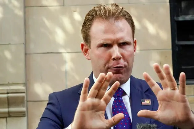 Andrew Giuliani, son of former New York City Mayor Rudy Giuliani, speaking to reporters on April 28, 2021, in New York. The gubernatorial hopeful reportedly made anti-trans statements over the weekend that included comments about his baby daughter's genitals.  (Photo: AP Photo/Mary Altaffer)