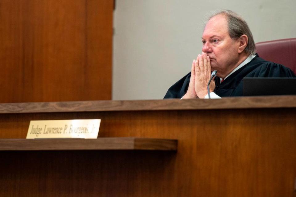 Judge Larry Bourgeois presides over the trial of former Biloxi city official Cliff Kirkland at Harrison County Circuit Court in Biloxi on Thursday, May 12, 2022.