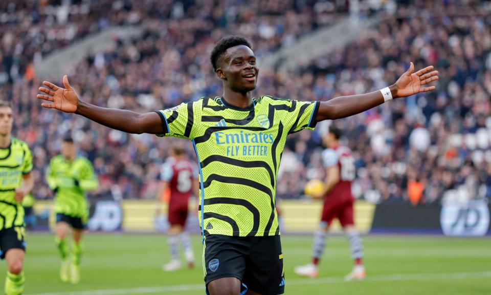 <span>Bukayo Saka is back to being Bukayo Saka again – hard to stop and scoring goals.</span><span>Photograph: Tom Jenkins/The Guardian</span>