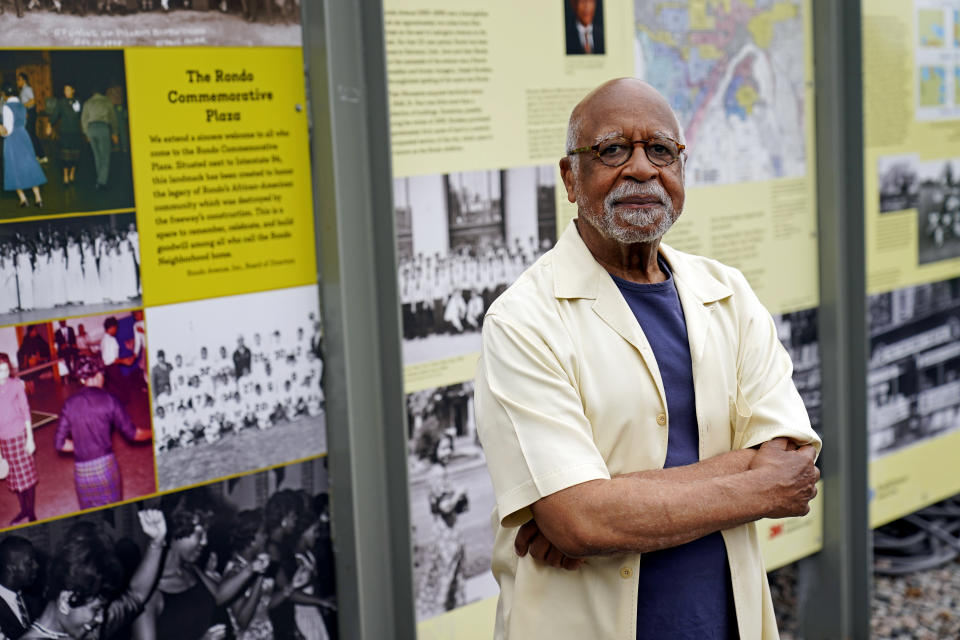 Marvin Anderson poses for a photo Thursday, May 20, 2021, in St. Paul, Minn. He saw George Floyd's tragic death a year ago as an opportunity to repair the “mildew and rotting timber” of America's foundation, but now questions whether Minnesota — despite its progressive reputation — will be able to lead the way. (AP Photo/Jim Mone)