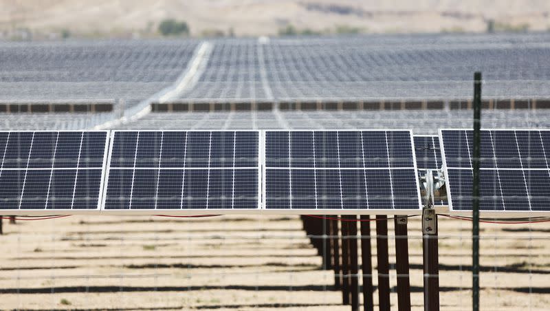 A solar farm in Clawson, Emery County, is pictured on May 11, 2022.