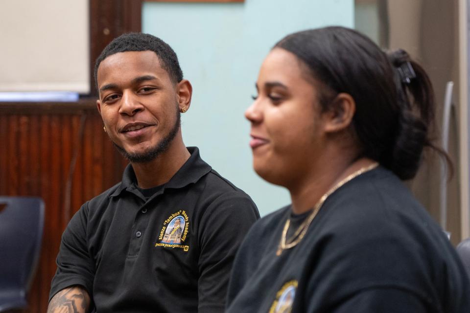 From left, DaÕShawn Perry, 19, and Amber Martinez, 18, are both students at Al-Moody Academy High School, which is an alternative high school in Paterson, NJ The school offers programs for students which include gardening.