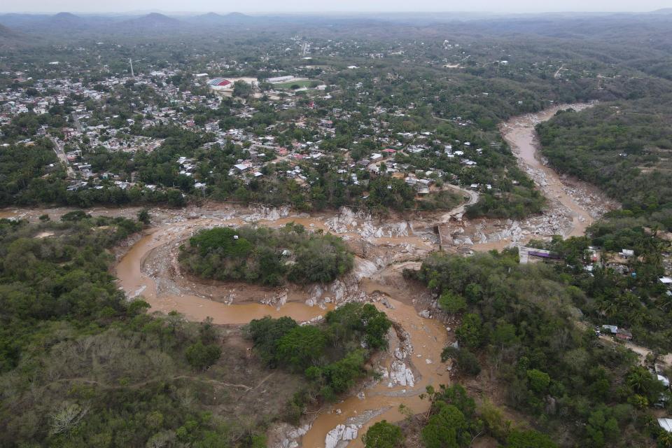 Aerial view of the damage after the passage of Hurricane Agatha in Huatulco, Oaxaca state, Mexico, on May 31, 2022.