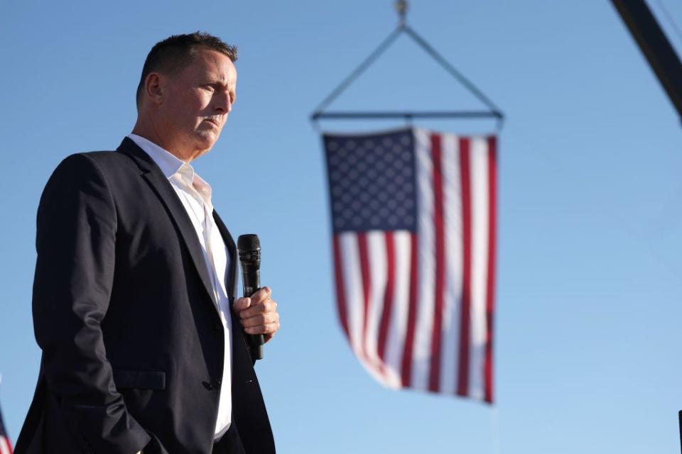 Ric Grenell speaks during a Trump rally in Nevada