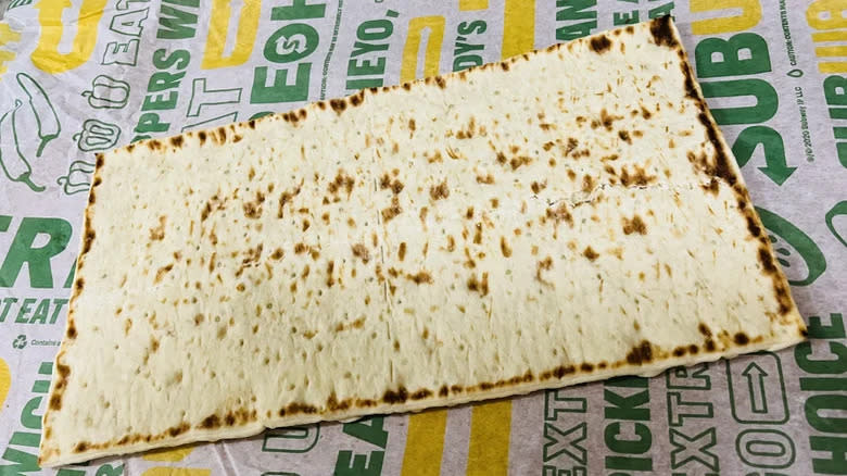 flatbread on Subway wrapper