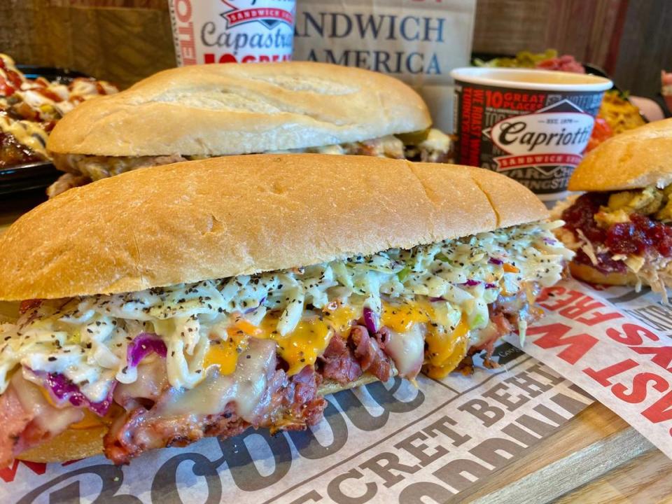 Capriotti’s Sandwich Shop offers a variety of subs. Shown above is the Capastrami with the coleslaw and Russian dressing.