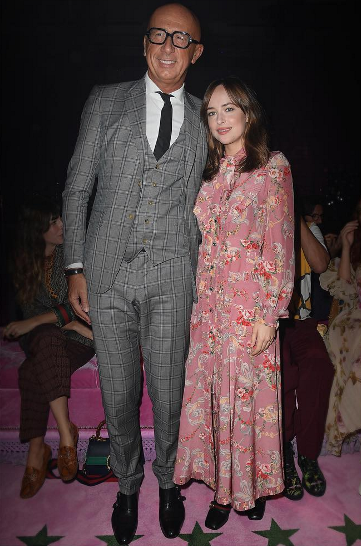 <p>Alessandro Michele’s latest muse, Dakota Johnson, was one of the only well-known faces to attend Gucci’s SS17 show. <i>[Photo: Instagram/gucci]</i></p>