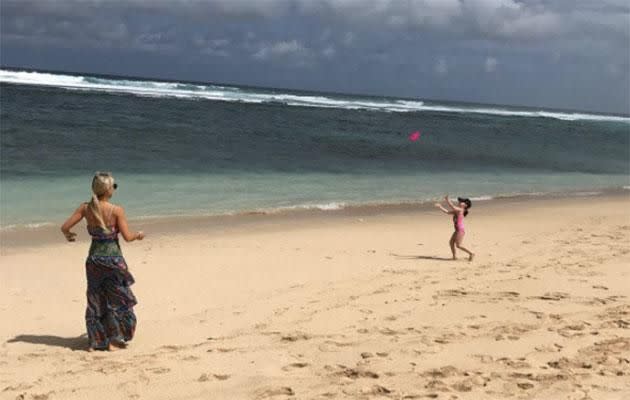 The gals hit the beach for a frisbee session. Source: Instagram