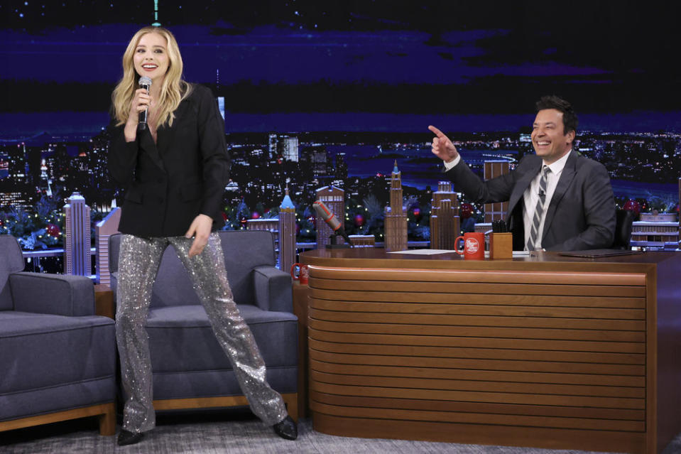 Chloë Grace Moretz during an interview with host Jimmy Fallon on Tuesday, Dec. 7, 2021. - Credit: Mike Coppola/NBC