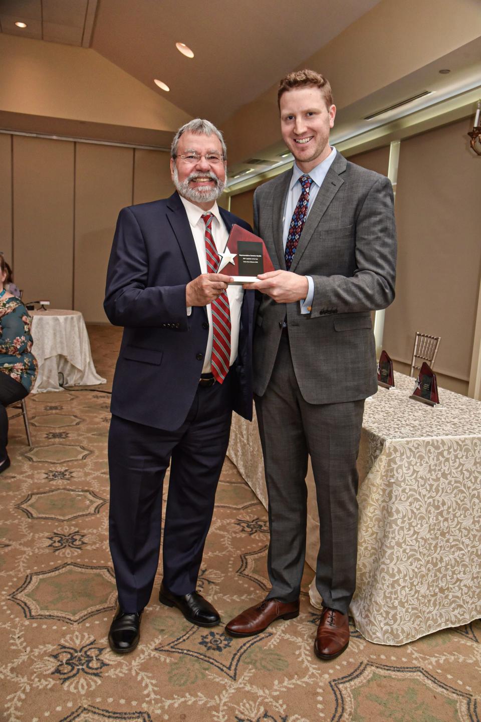 State Rep. Carmine Gentile, D-Sudbury, with Jake Krilovich of the Home Care Alliance of Massachusetts.