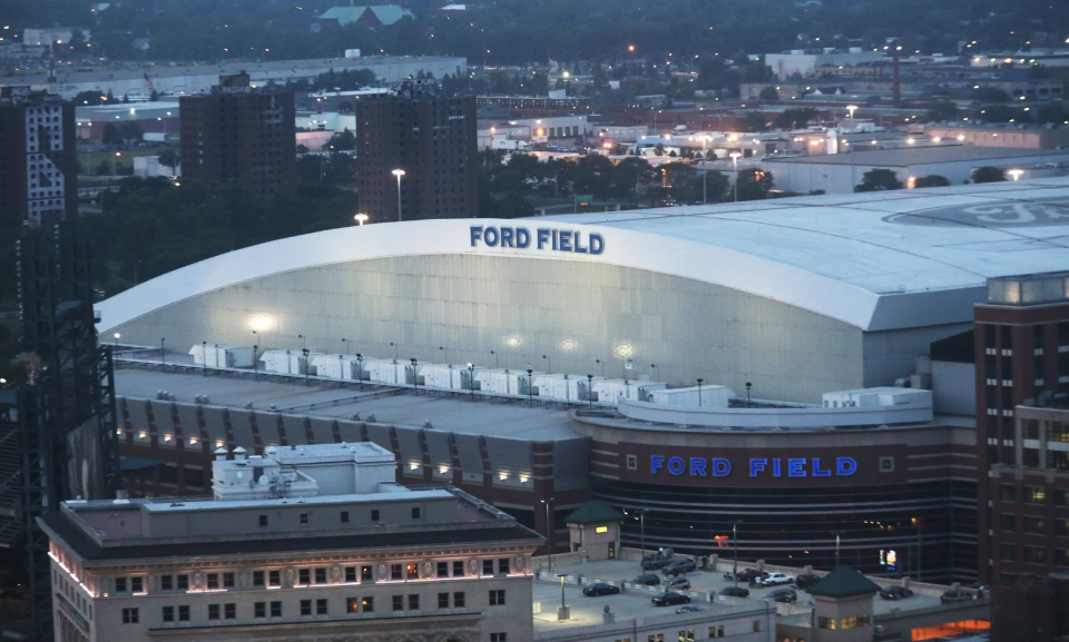 Aerial view of Ford Field in Detroit.
