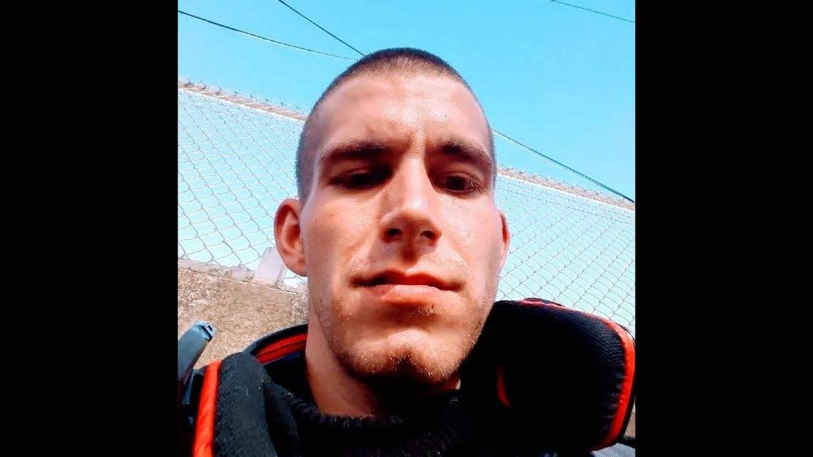 Mason Hall, 30, is pictured in a Facebook photo posted to his account in February 2020.