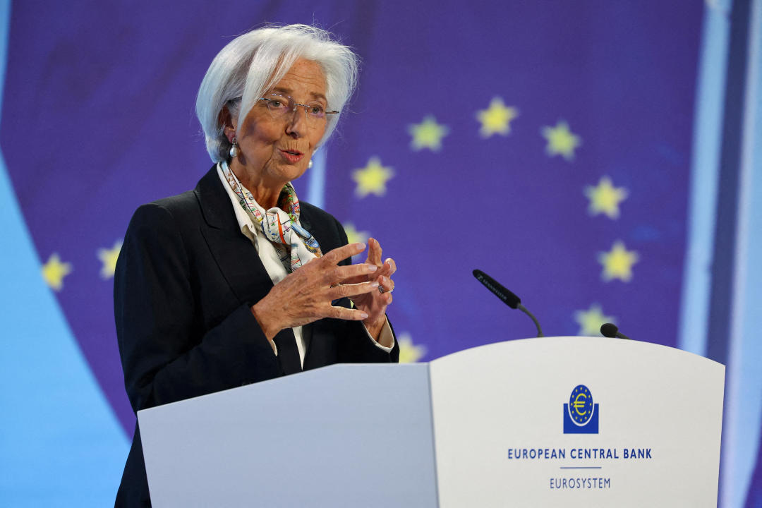 La presidente della Banca centrale europea (Bce) Christine Lagarde parla durante una conferenza stampa dopo la riunione di politica monetaria del Consiglio direttivo presso la sede della Bce a Francoforte, Germania, 7 marzo 2024. Foto REUTERS/Kai Pfaffenbach