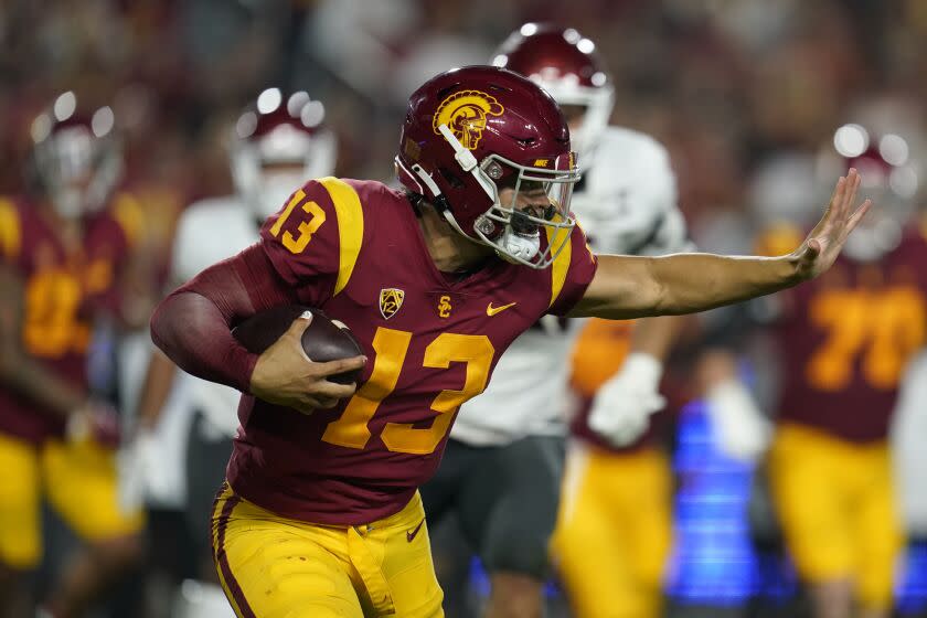 Southern California quarterback Caleb Williams (13) runs during the second half.