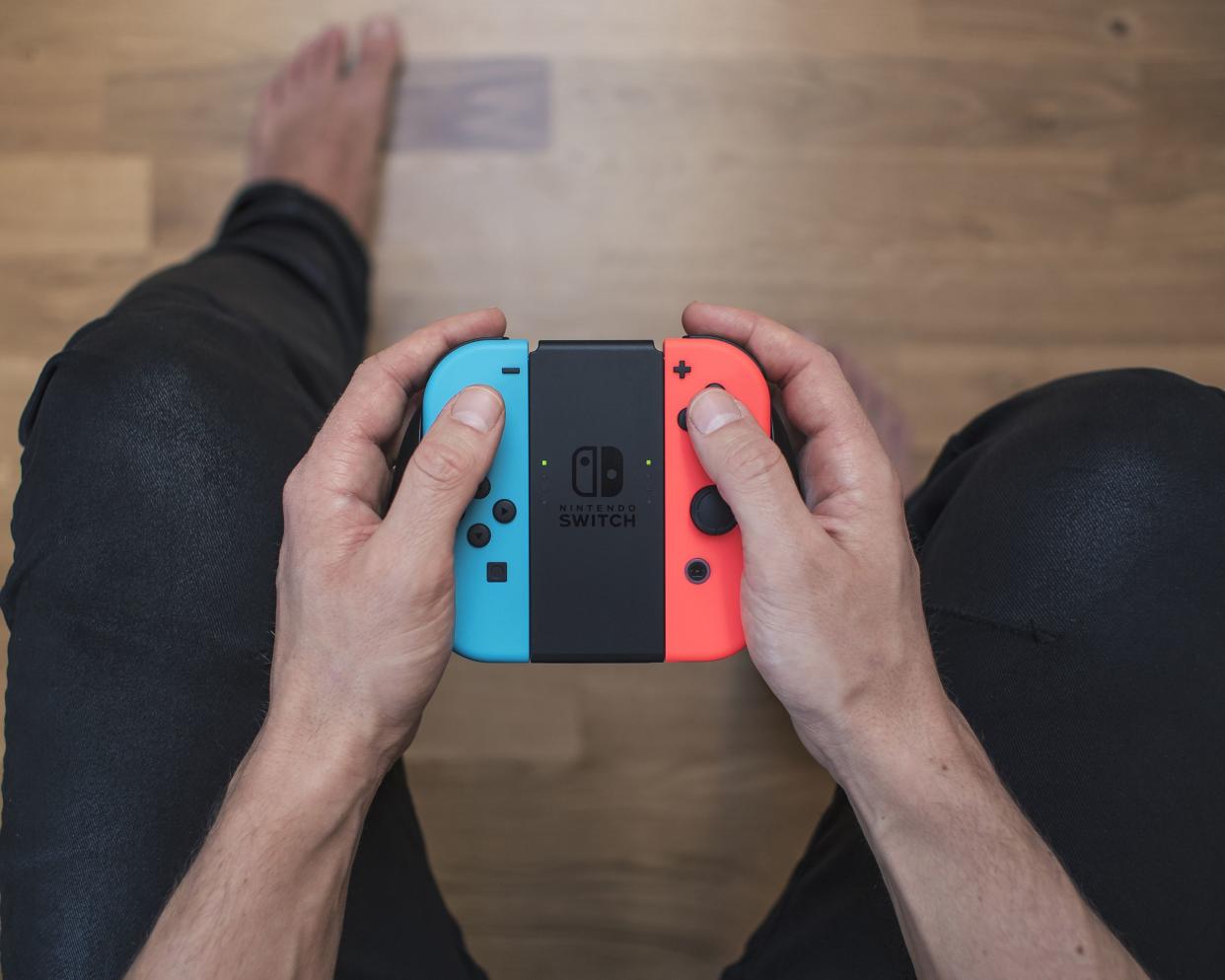 nintendo switch in hands