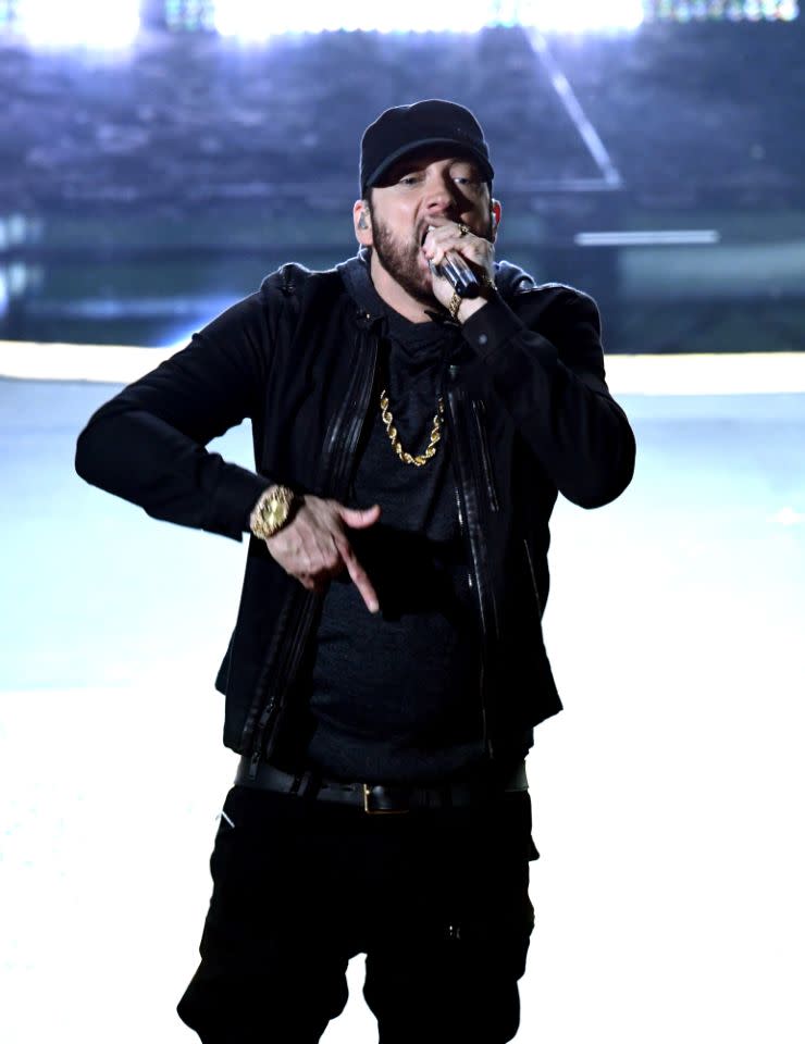 Eminem bei seiner Bühnenperformance bei den 92. Annual Academy Awards. Foto: Getty Images  