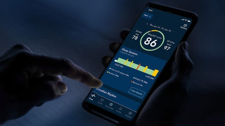 SleepIQ score shown on phone.