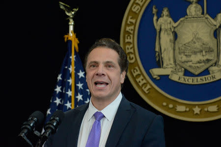 New York Governor Andrew Cuomo delivers his State of the State address in New York City, U.S. January 9, 2017. REUTERS/Stephanie Keith